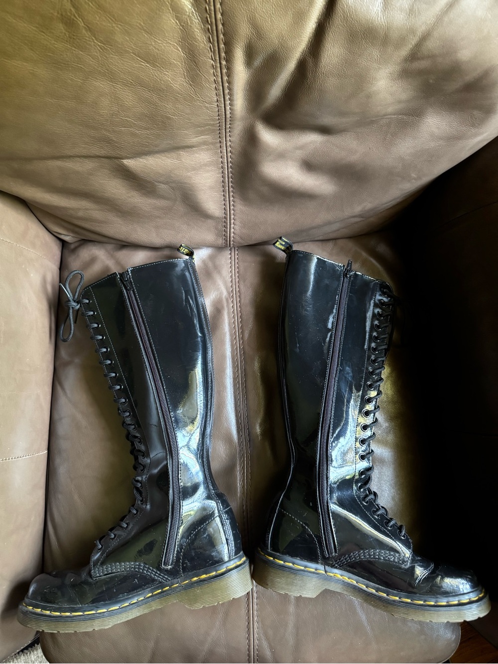 Dr. Martens Black Patent Knee-High 20-Eyelet Lace-Up Boots - Picture 7 of 9